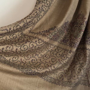 Embroidered Pashmina -Sand