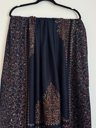 Embroidered Pashmina - Navy