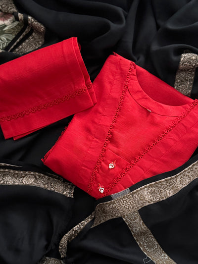 Red Khaddar Set