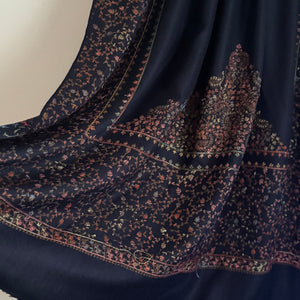 Embroidered Pashmina - Navy